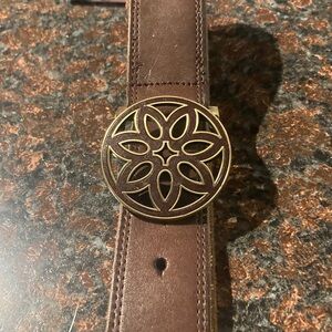 American Eagle Outfitters Dark Brown Belt with Decorative Gold Buckle